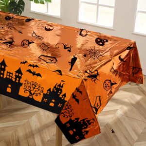 IAXSEE 3 Packs Waterproof Halloween Tablecloth, Rectangle Disposable Table Cover Plastic Table Cloths for Halloween Party Decoration Supplies, 54 x 73 inches