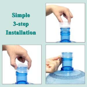 3 & 5 Gallon Water Jug Cap Reusable Silicone Replacement Cap Lids, Non Spill 55mm Water Bottle Caps for Snap Top Bottle and Water Dispenser Plastic Bottles (Pack of 2)