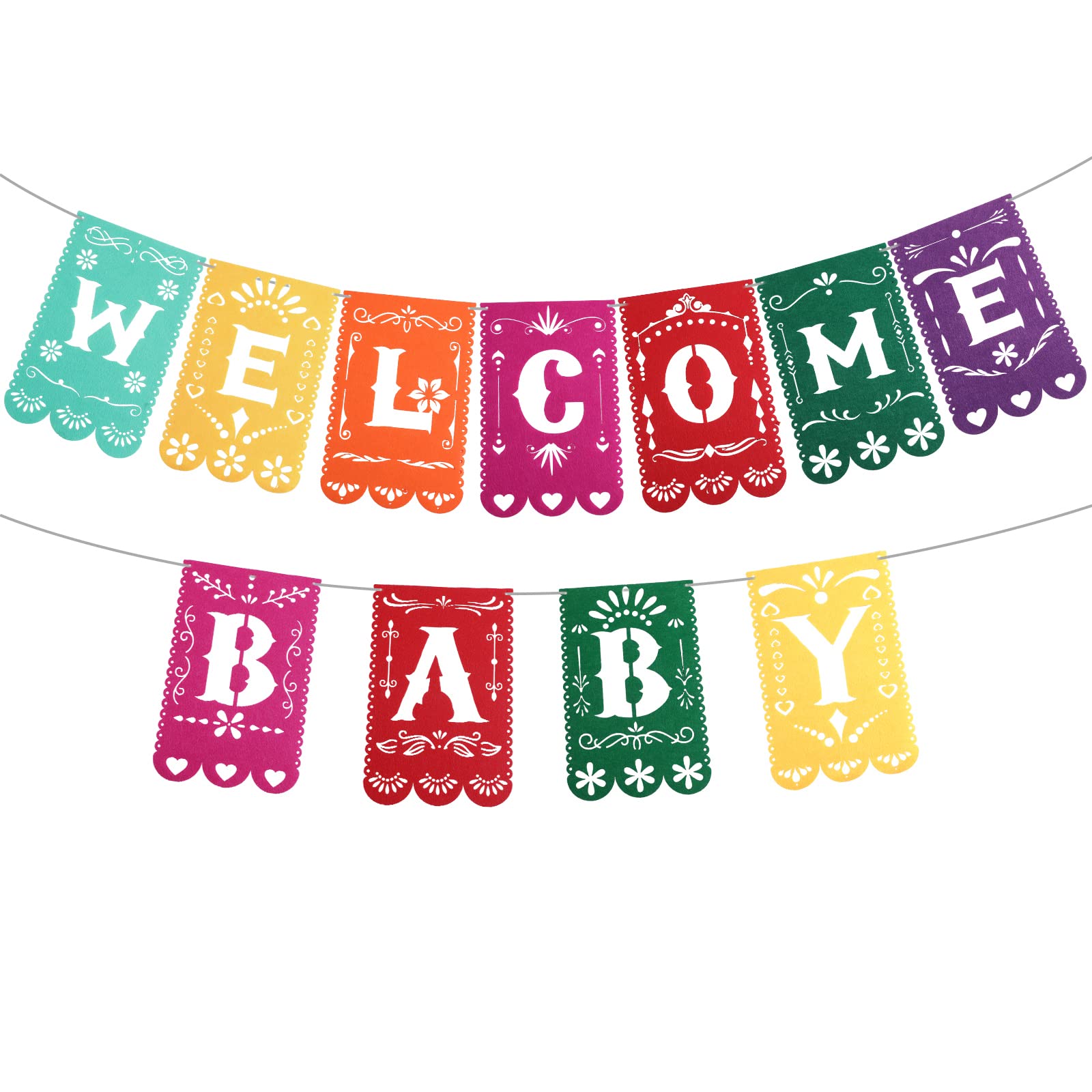 Mexican Welcome Baby Banner Fiesta Mexicano Baby Shower Small Banner Mexican Welcome Baby Felt Banner Decorations for Baby Showers, Te De Canastilla Celebrations