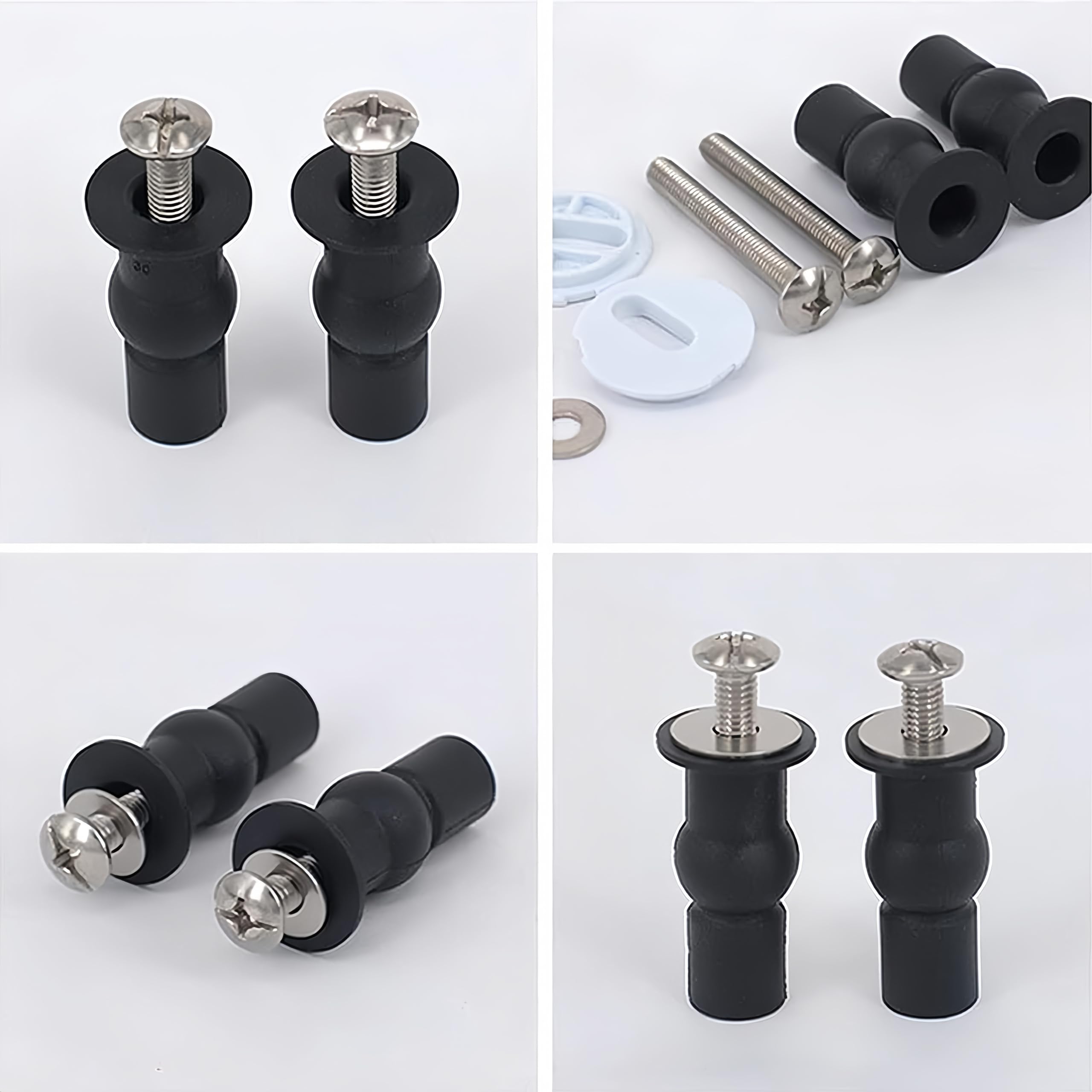 Universal 2PCS Toilet Seat Hinges Screws, Toilet Seat Top Fixing Part, Toilet Seat Fixing Device Rubber Top Nut,Toilet Seat Screws