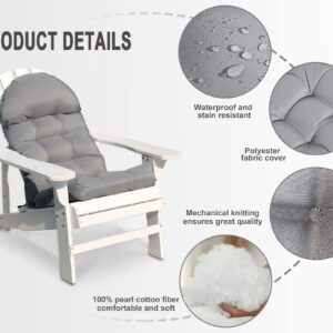 COSNUOSA 2 Pcs Rocking Chair Cushion High Back Adirondack Chair Cushion Waterproof Patio Cushions for Outdoor Furniture Light Gray