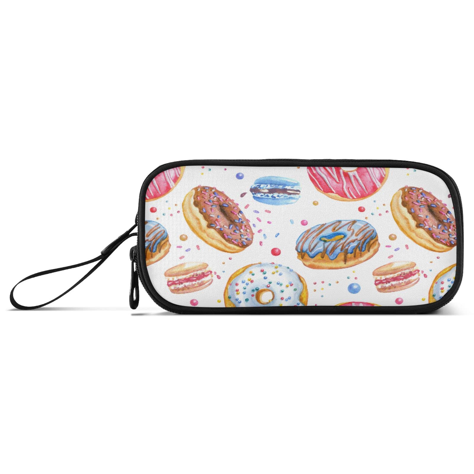 Large Pencil Case,Donuts Big Capacity Pencil Pouch 3 Compartments,Zipper Pencil Box, Back to School Supplies for Teen Girls Boy Student College Adults,Travel Essentials White