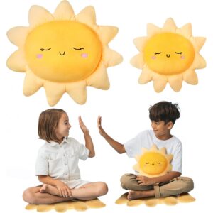 2 Pcs Sun Pillow Plush Sofa Cushion Pillow Cute Stuffed Sun Cushion Sun Shaped Floor Pillow Car Throw Pillow Plush Soft Toy for Kids Women Girls Bedside Home Decoration 13.7 Inch, 23.6 Inch