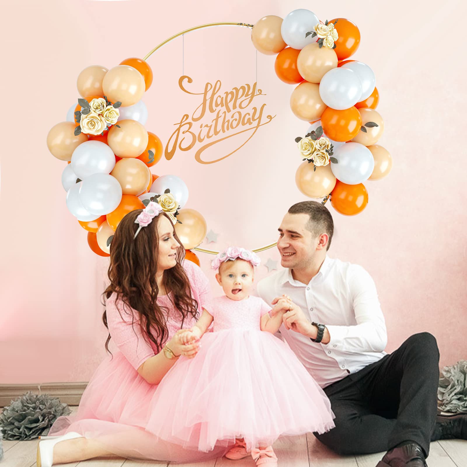 Balloons Orange and White, 50PCS Orange Apricot White Latex Balloon, Orange White Party Balloons Birthday Balloons Decoration for Girls Boys Birthday Party Baby Shower Bridal Shower Engagement