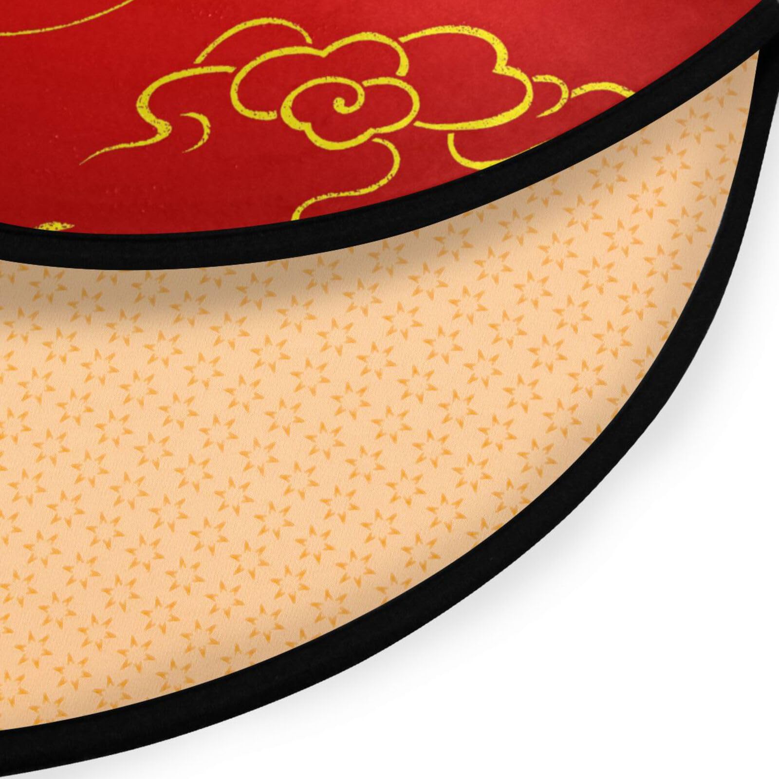 ALAZA Dragon Gold Red Chinese Round Area Rug,Non Slip Absorbent Comfort Round Rug,Washable Floor Carpet Yoga Mat for Entryway Living Room Bedroom Sofa Home Decor