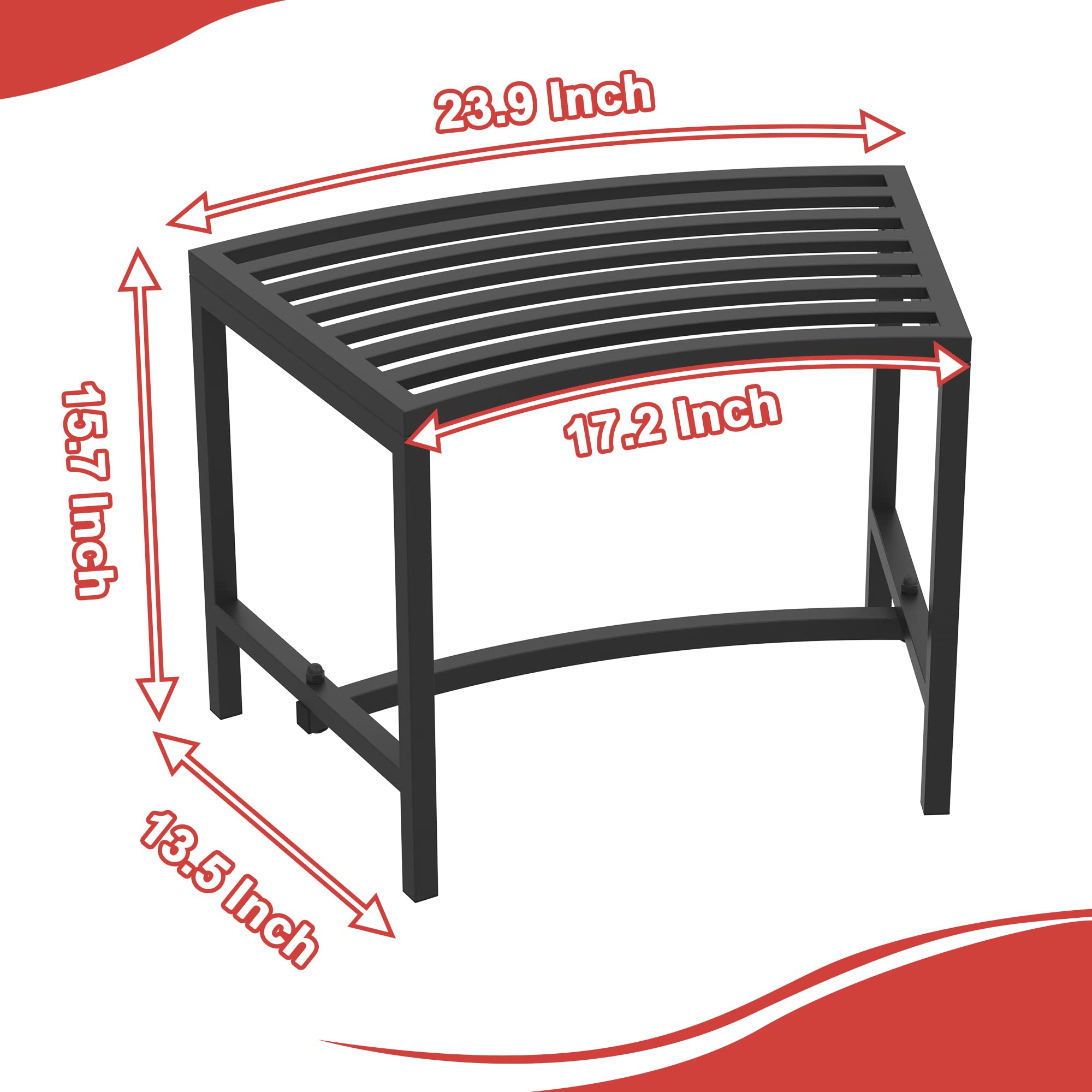 Mingyall Metal Curved Fire Pit Bench Set of 4, Outdoor Fire Pit Seating, Coated Black Metal Outside Bench, Steel Backless Fire Pit Bench for Garden, Patio, Porch, Backyard