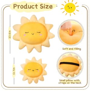 2 Pcs Sun Pillow Plush Sofa Cushion Pillow Cute Stuffed Sun Cushion Sun Shaped Floor Pillow Car Throw Pillow Plush Soft Toy for Kids Women Girls Bedside Home Decoration 13.7 Inch, 23.6 Inch