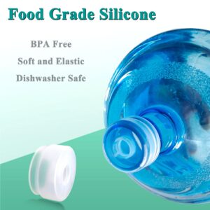 3 & 5 Gallon Water Jug Cap Reusable Silicone Replacement Cap Lids, Non Spill 55mm Water Bottle Caps for Snap Top Bottle and Water Dispenser Plastic Bottles (Pack of 2)