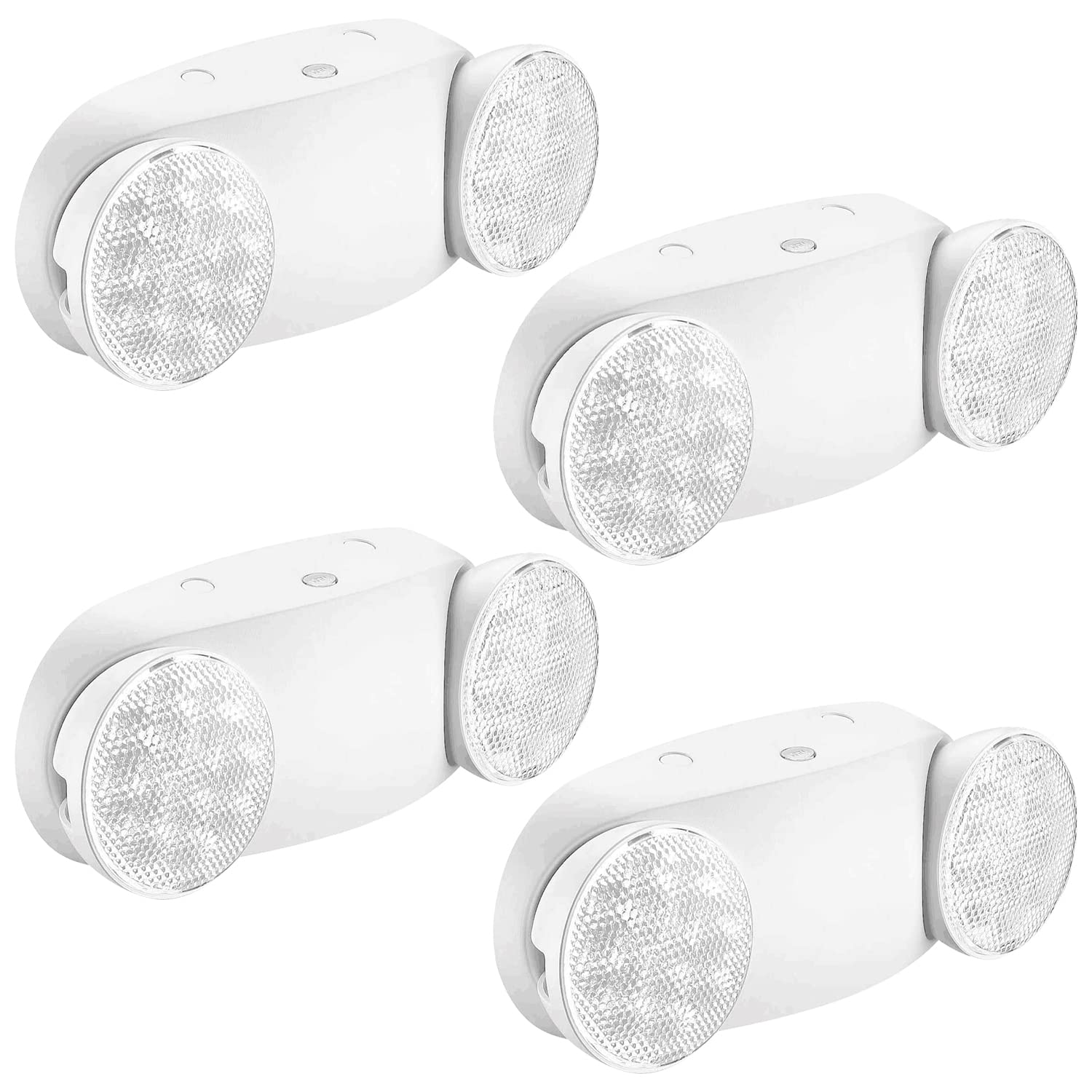 OSTEK 4 Pack LED Emergency Exit Lighting Fixtures with Two Heads， US Standard Adjustable Integrated LED Emergency Light with Battery Backup, UL 924 Qualified (4 Pack)