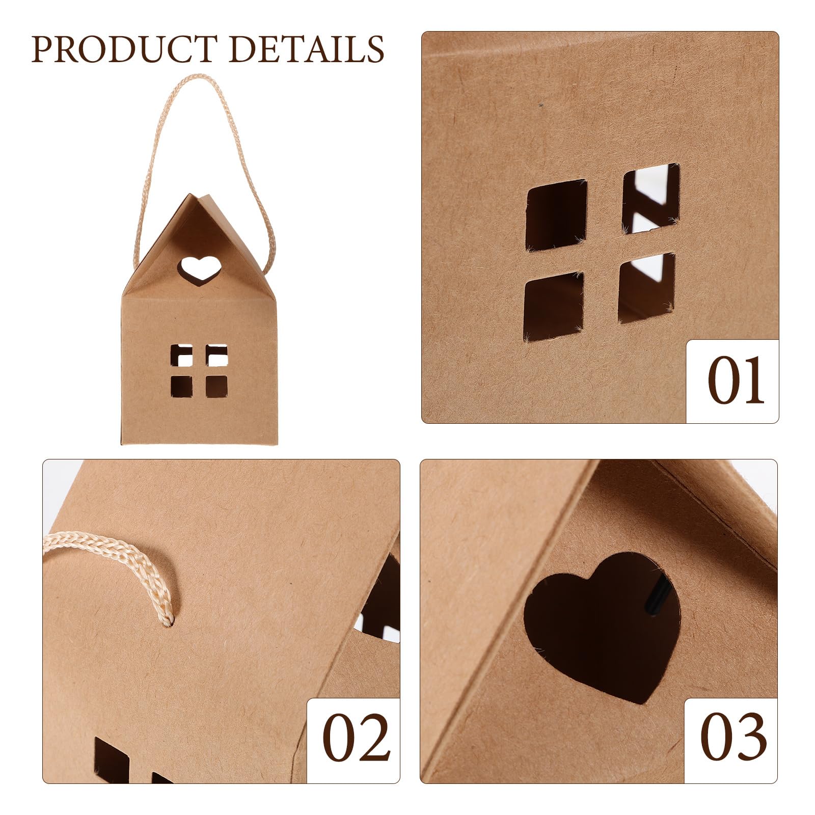 House Shaped Paper Candy Box: 15pcs Paper Boxes Kraft Paper Package Box Christmas Packing Box for Wedding Xmas Party Favor Holder