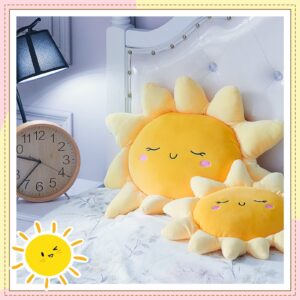 2 Pcs Sun Pillow Plush Sofa Cushion Pillow Cute Stuffed Sun Cushion Sun Shaped Floor Pillow Car Throw Pillow Plush Soft Toy for Kids Women Girls Bedside Home Decoration 13.7 Inch, 23.6 Inch