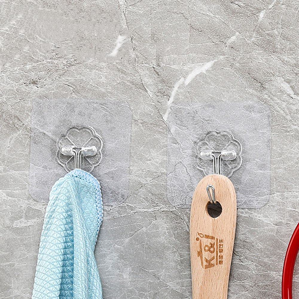 Adhesive Hooks, Seamless Hanging Hook, Waterproof Wall Hooks, Heavy Duty Wall Hooks, Transparent Sticky Hooks for Keys Bathroom Shower(5pcs)