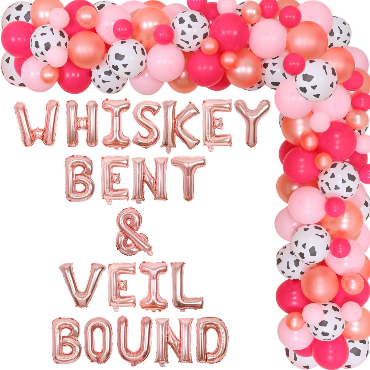 Nashville Bachelorette Party Decorations Rose Gold - Whiskey Bent & Veil Bound Balloon Banner Cowgirl Bachelor Balloon Garland Arch Diamond Ring Bottle Balloons for Bridal Shower Engagement Party