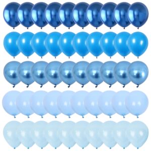 blue balloon set, 60 packs 12 inches metallic chrome blue balloons pearl blue balloons macaron baby blue balloons light blue balloons for bridal shower, wedding, baby shower, birthday party,