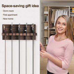 UGZOO Belt Organizer for Closet, Belt Hanger Wall Mounts to Hold 9 Belts without Slipping, Space Saving Belt Rack for Closet Organization includes Mounting Hardware (11.8” x 5.5” x 2.5”) (Brown)