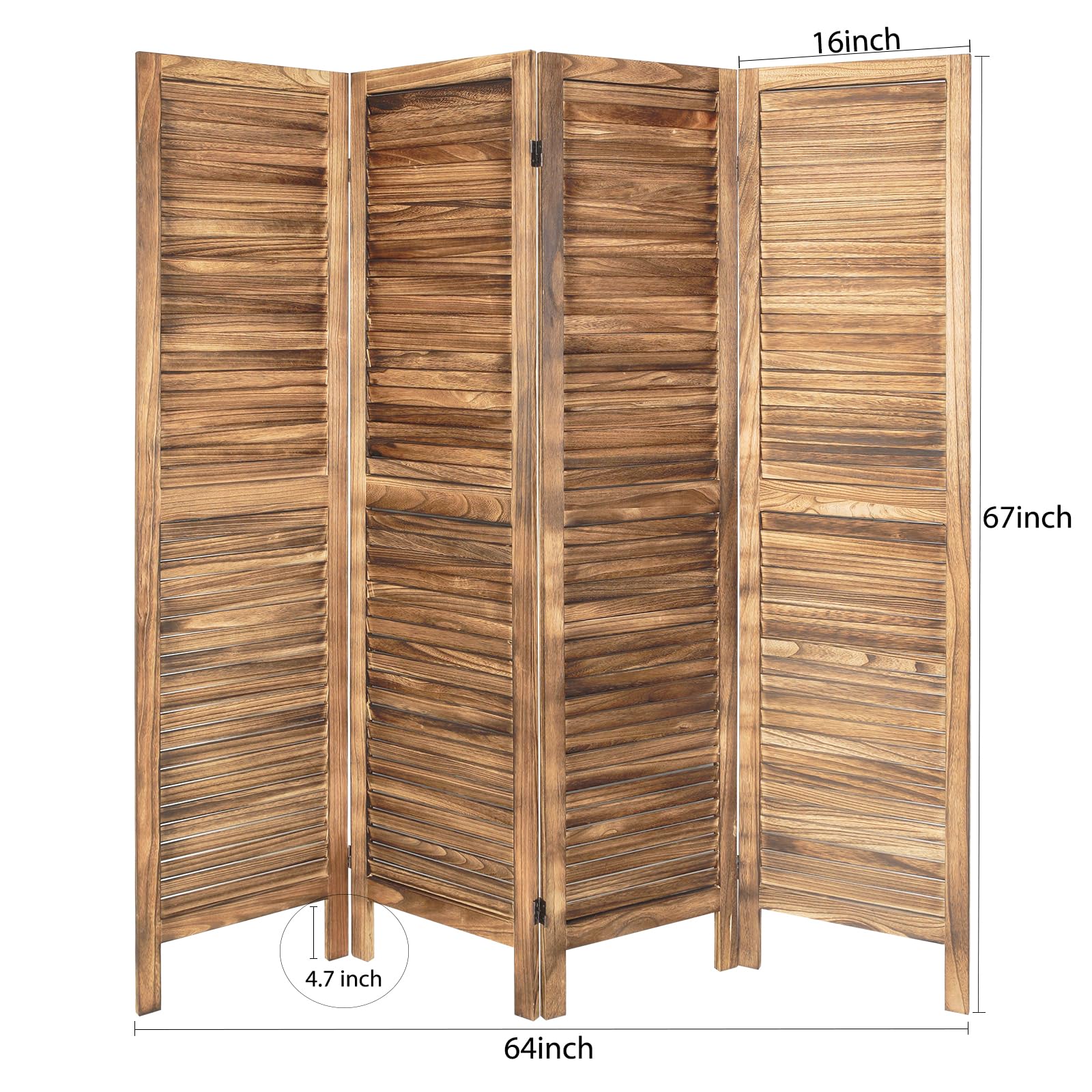 4 Panel Room Dividers, 5.6 FT Tall Room Dividers and Folding Privacy Screens, Partition Room Dividers, Wood Room Divider Style, Decorative Room(Natural)