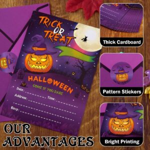 24 Sets Halloween Birthday Party Invitations - Pumpkin Invitation Cards with Envelopes Stickers for Kids Birthday Invites Holiday Pumpkin Theme Birthday Party Supplies Bday Paper Ticket Cards