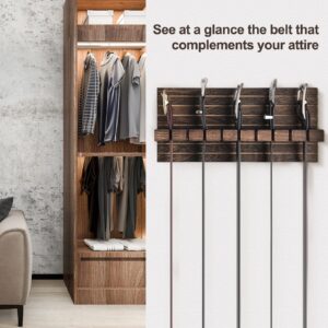 UGZOO Belt Organizer for Closet, Belt Hanger Wall Mounts to Hold 9 Belts without Slipping, Space Saving Belt Rack for Closet Organization includes Mounting Hardware (11.8” x 5.5” x 2.5”) (Brown)