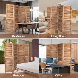 4 Panel Room Dividers, 5.6 FT Tall Room Dividers and Folding Privacy Screens, Partition Room Dividers, Wood Room Divider Style, Decorative Room(Natural)