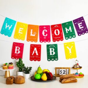 Mexican Welcome Baby Banner Fiesta Mexicano Baby Shower Small Banner Mexican Welcome Baby Felt Banner Decorations for Baby Showers, Te De Canastilla Celebrations