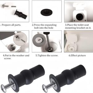 Universal 2PCS Toilet Seat Hinges Screws, Toilet Seat Top Fixing Part, Toilet Seat Fixing Device Rubber Top Nut,Toilet Seat Screws