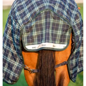 HORSEWARE Ireland Rhino Wug Lite Durable Waterproof Breathable Horse Turnout Blanket - 100g Fill - Hunter Check/Green & Navy, 75