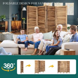 4 Panel Room Dividers, 5.6 FT Tall Room Dividers and Folding Privacy Screens, Partition Room Dividers, Wood Room Divider Style, Decorative Room(Natural)