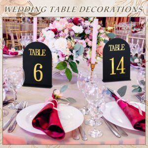 20 Pcs Table Numbers 1-20 Wedding Table Numbers Blank Acrylic Table Numbers Gold Table Numbers for Wedding Reception Stands Seat Numbers with Holder Base for Catering (Arched Style)