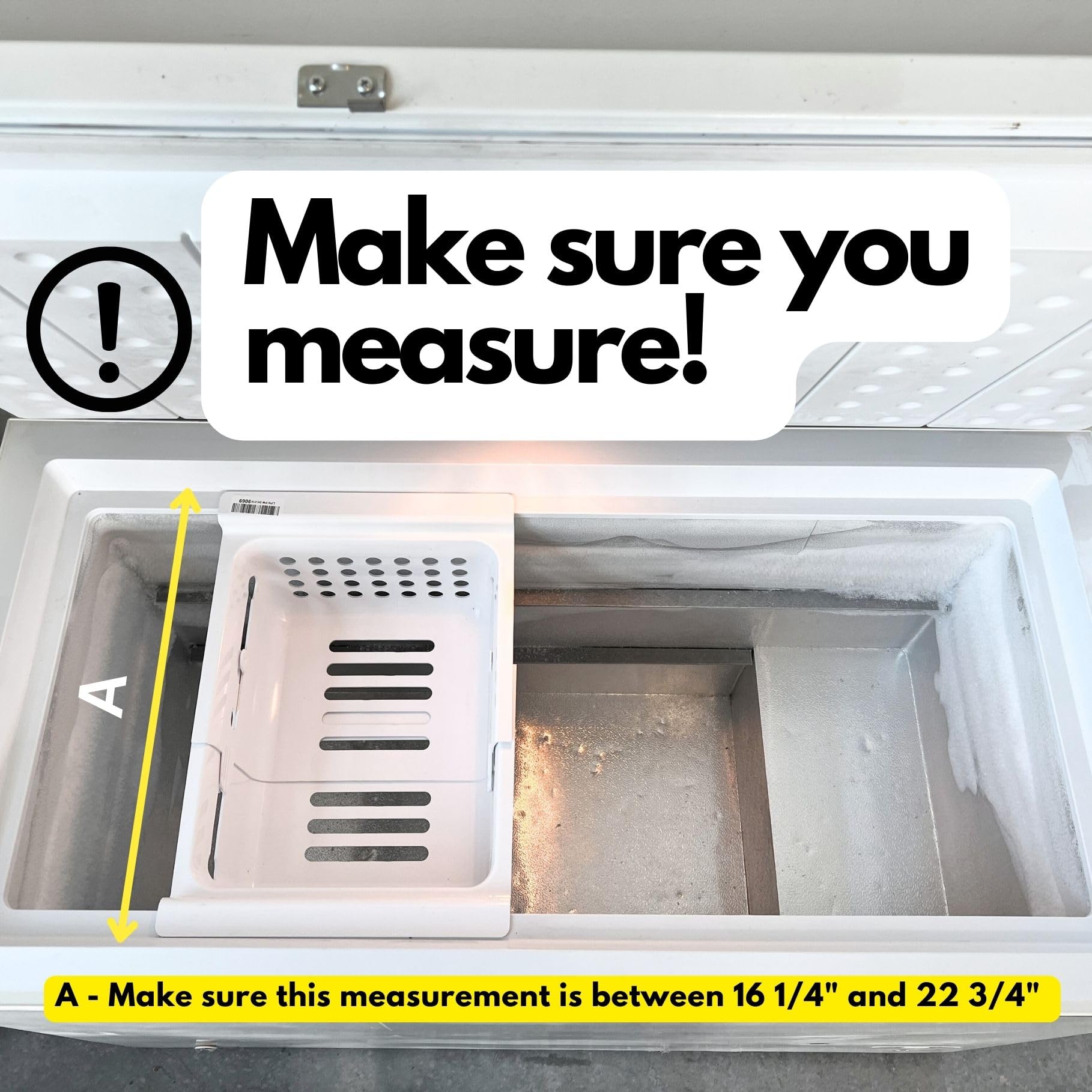 FreezerMax System. Organizer for Freezers 8 to 15 cubic feet. Creates 3 levels of sliding baskets. 8 bins and magnetic organizer. PLEASE MEASURE YOUR FREEZER BEFORE ORDERING.