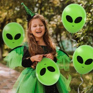 Whaline 65Pcs Alien Balloons Green Alien Party Latex Balloons UFO balloons Outer Space Aliens Decorations for Birthday Party Baby Shower Supplies Home Backdrop Decorations