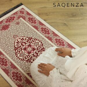 SAQENZA Muslim Prayer Rug Double Sided - Prayer Mat 3 Pieces Set - Gift Kufi Hat - Gift Prayer Beads (99) - Muslim Gifts for Men, Women and Kids