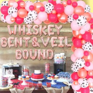 Nashville Bachelorette Party Decorations Rose Gold - Whiskey Bent & Veil Bound Balloon Banner Cowgirl Bachelor Balloon Garland Arch Diamond Ring Bottle Balloons for Bridal Shower Engagement Party