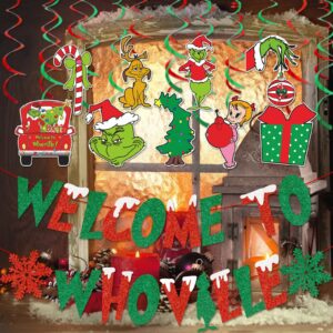 Welcome to Whoville Banner Whoville Christmas Decorations Christmas Whoville Decorations Green Christmas Decorations The Christmas Decor Christmas Party Supplies