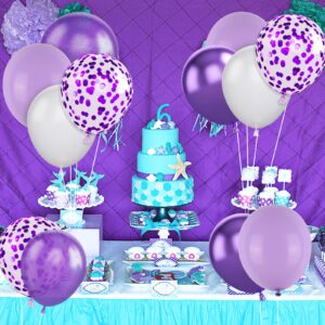 Purple Balloons Set, 60PCS Purple White Birthday Balloons, Metallic Purple Confetti Balloons Pearl Purple Latex Balloons Helium Wedding Party Balloons for Birthday Bridal Shower Baby Shower Supplies