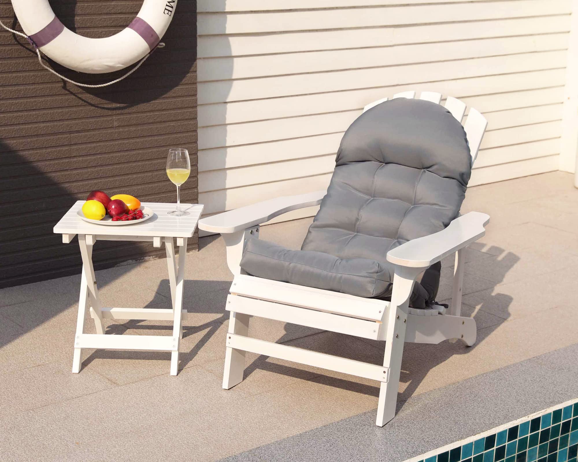 COSNUOSA 2 Pcs Rocking Chair Cushion High Back Adirondack Chair Cushion Waterproof Patio Cushions for Outdoor Furniture Light Gray