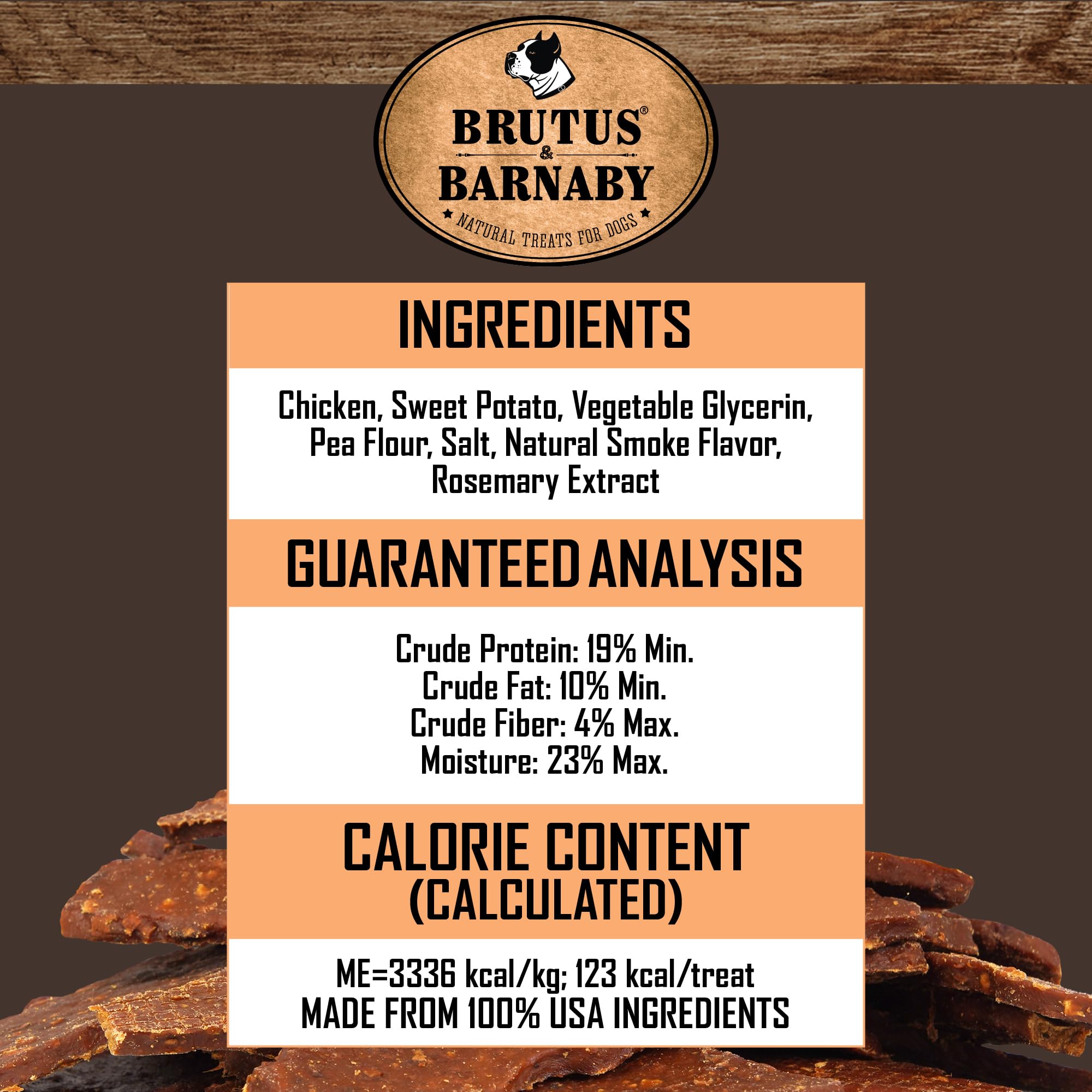 BRUTUS & BARNABY Chicken & Sweet Potato Jerky Dog Treats - Grain-Free, Preservative-Free, No Fillers - All Natural USA Chicken & Sweet Potato, High in Antioxidants - Healthy, Tasty Treat for Dogs