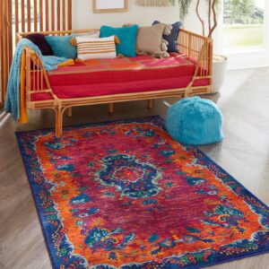 Rugs.com Calypso Collection Rug – 8' x 10' Fuchsia Medium Rug Perfect for Living Rooms, Large Dining Rooms, Open Floorplans