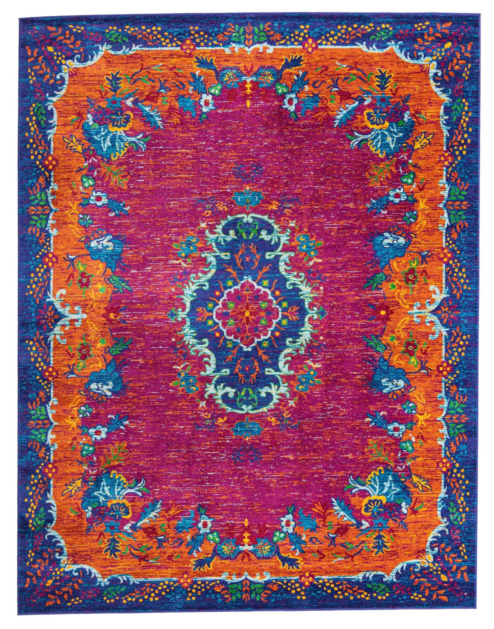 Rugs.com Calypso Collection Rug – 8' x 10' Fuchsia Medium Rug Perfect for Living Rooms, Large Dining Rooms, Open Floorplans