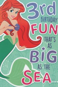 ariel the little mermaid under the sea age 3 three birthday card