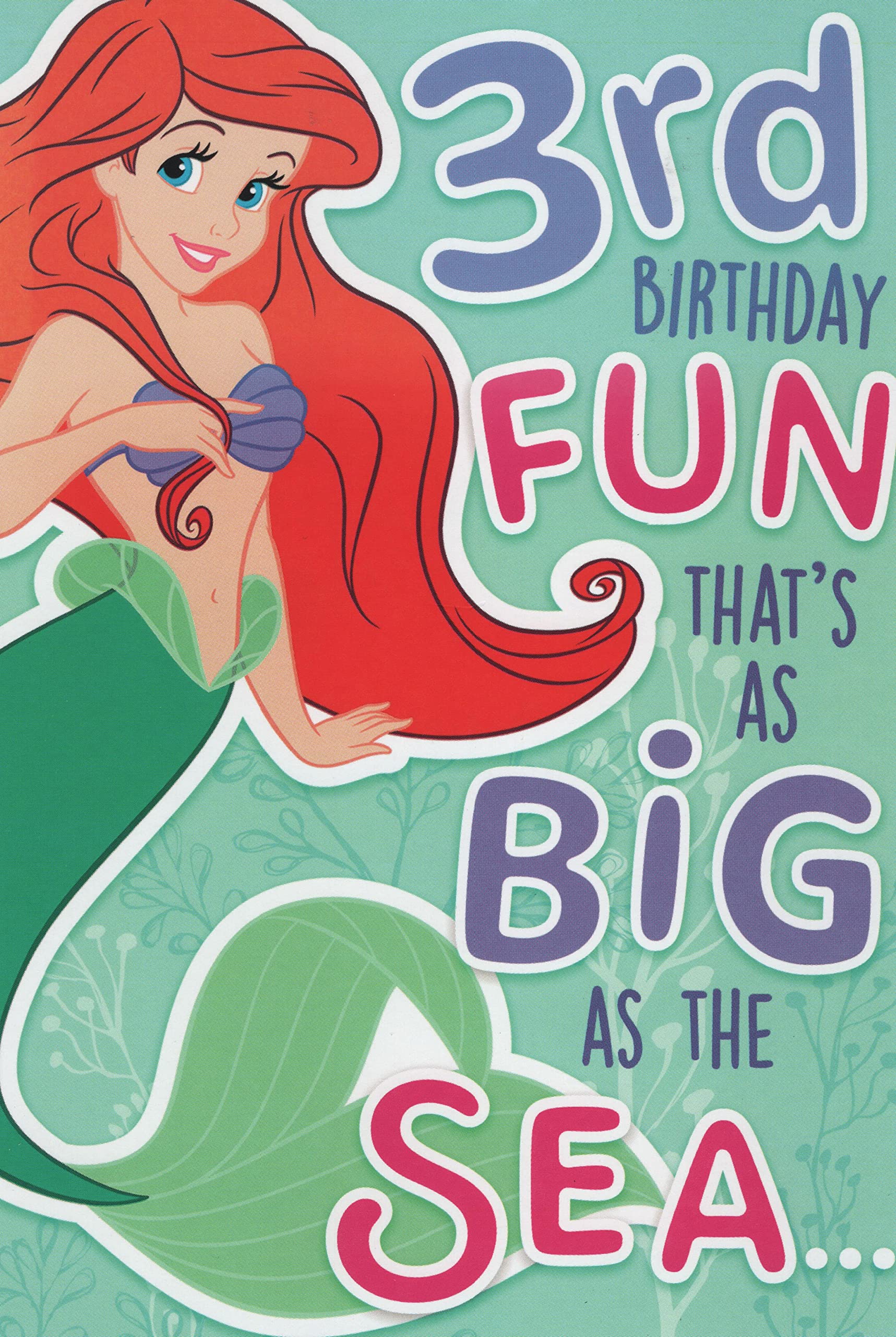 Ariel The Little Mermaid Under the Sea Age 3 Three Birthday Card