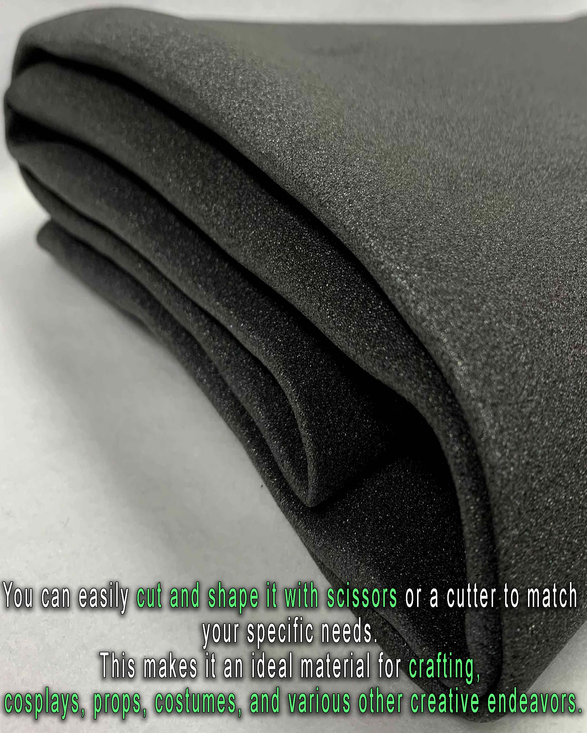 FabricEmpire 1/8'' Medium Density 60'' Wide Stretch Charcoal Foam for Arts and Crafts, Vinyl, Home & Automotive Upholstery Projects (Sold by Continuous Yard)