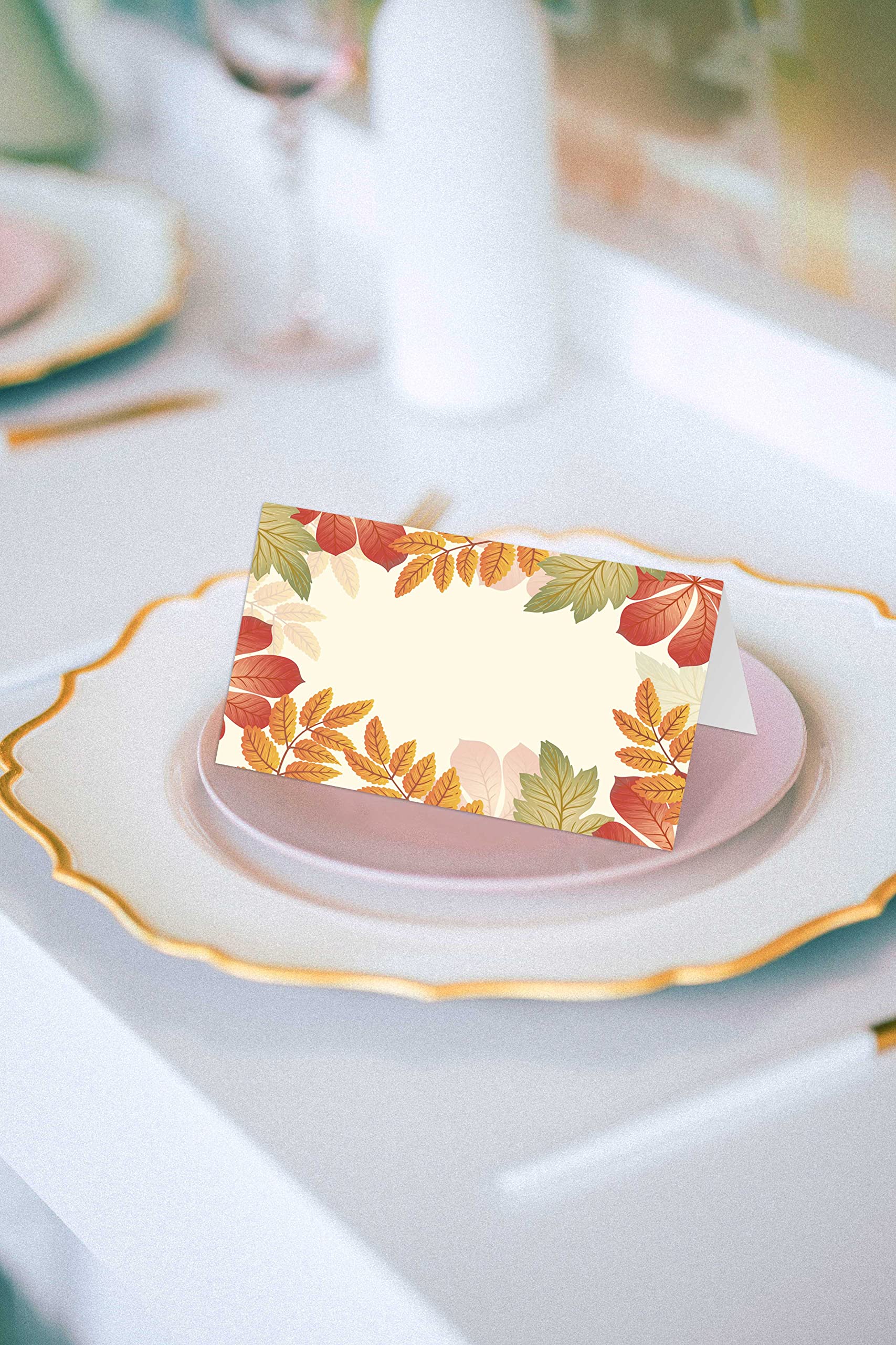 Place Cards for Thanksgiving Fall Party, Editable Name Place Cards, Seating Place Cards for Tables, Tent Style Cards for Wedding, Dinner Party or Any Occasion, Easy Folding, 25 Escort Cards(G03)