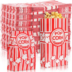 movie night paper popcorn bags 2 oz flat bottom popcorn boxes red and white popcorn container disposable popcorn sleeve large popcorn bucket for retro movie themed party carnival supplies (500 pcs)