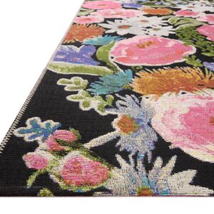 Loloi II Botanical Black/Multi 3'-3" x 3'-3" Round Accent Rug