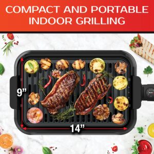 Mueller Ultra Gourmet Electric Grill, Smokeless Indoor Grill, Removable Nonstick Grill Plate, with Adjustable Temperature, 120V