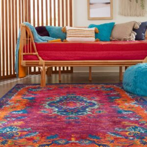 Rugs.com Calypso Collection Rug – 8' x 10' Fuchsia Medium Rug Perfect for Living Rooms, Large Dining Rooms, Open Floorplans