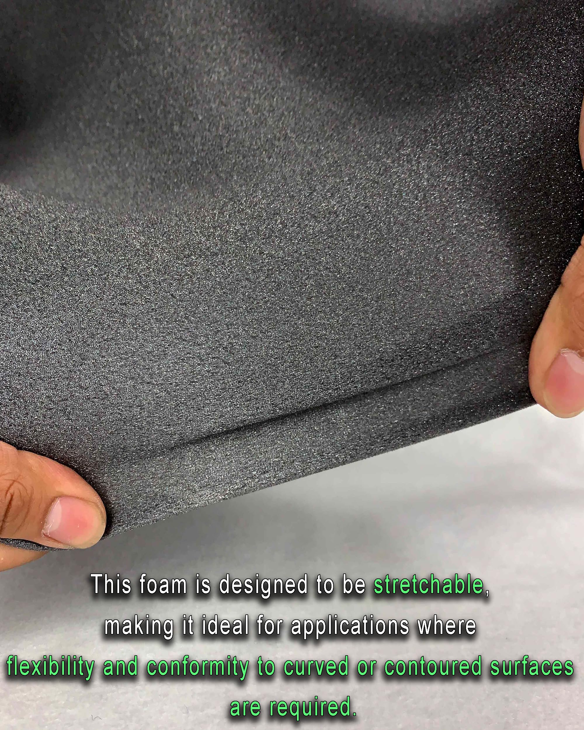 FabricEmpire 1/8'' Medium Density 60'' Wide Stretch Charcoal Foam for Arts and Crafts, Vinyl, Home & Automotive Upholstery Projects (Sold by Continuous Yard)