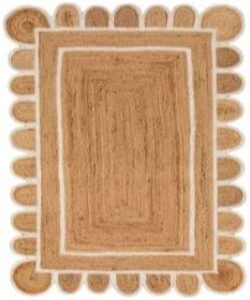 scallop pattern jute bohemian area rug (off white, 2'x3')