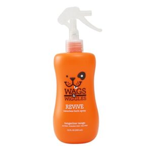 wags & wiggles revive waterless bath spray for dogs | waterless dog shampoo dog spray dog deodorizing spray for smelly dogs in tangerine tango scent, 12 oz