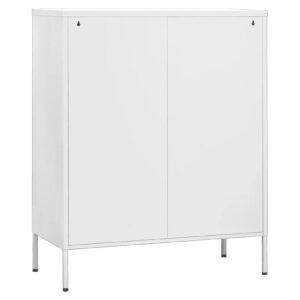 Mogou Storage Cabinet，Outdoor Kitchen Cabinets, Shoe Storage, Garden Patio Storage Cabinet Furniture Waterproof Tool Shed White 31.5"x13.8"x40" Steel